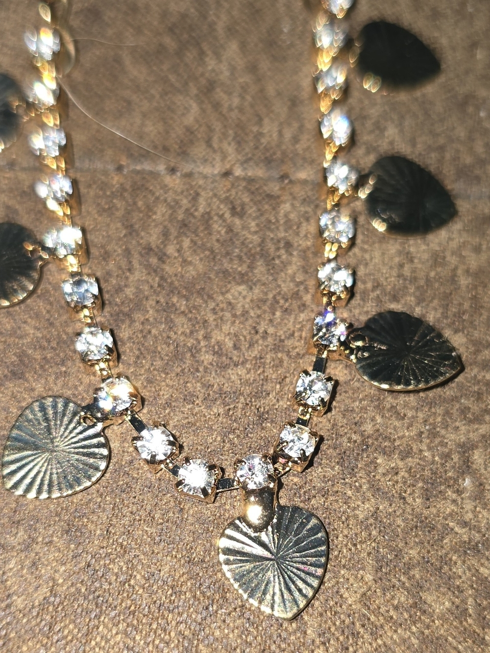 Gold Tone Sparkly Rhinestone Leaf Charm Dangle Anklet Bracelet